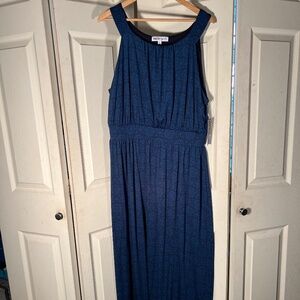 MeriSkye Black Dress with Blue Abstract Design Size 2XL